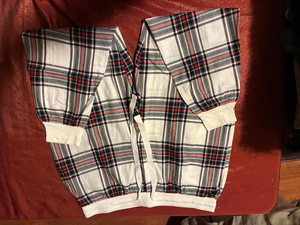 Stars Above Pajama Pants Womens XL Plaid Elastic Waist Drawstring White Red